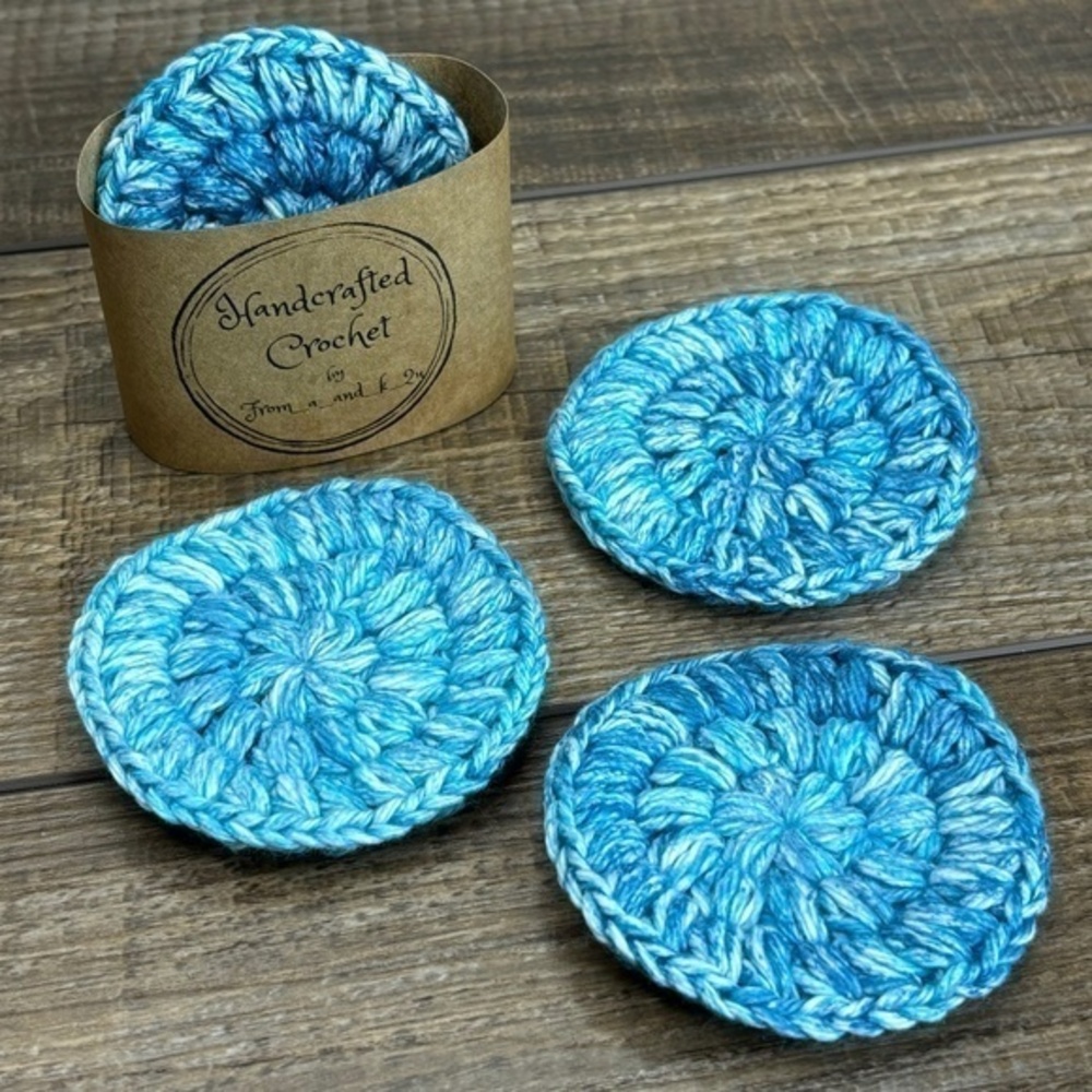 Handcrafted Crochet Face Round Makeup Remover Scrubbies Set Cotton Yarn